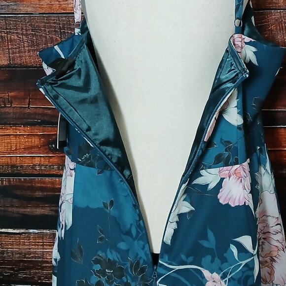 NWT City Chic Dress Plus Size 18 Jade Bloom Blossom Midi Faux Wrap Lined Teal - Picture 8 of 12